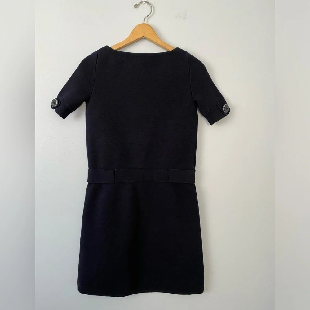 J. Crew Size Medium Navy Blue Knit Dress Button Detail Preppy Nautical Style
